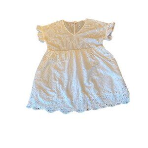 Entra White Eyelet Oversized Swim Cover Dress Size Small